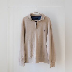 U.S. Polo Assn. Men's Tan Large Zip-Up Sweater